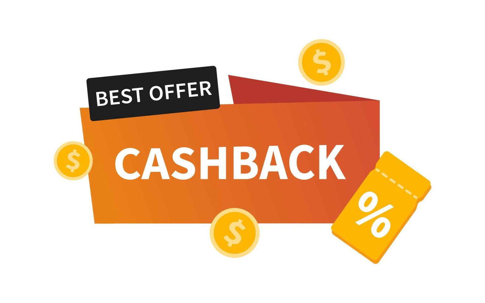 cashback label business cash back icon return of money from purchases modern cashback banner best offer vector